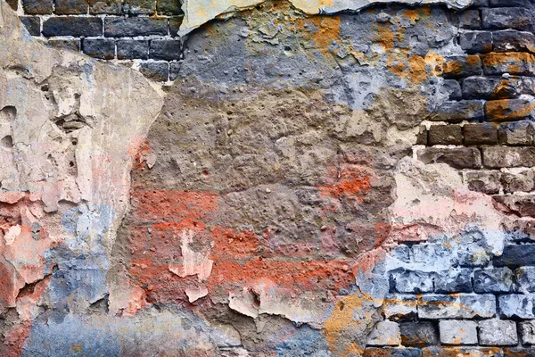 Фон, текстура старої розсипаної стіни. художня обробка, подвійна експозиція — стокове фото