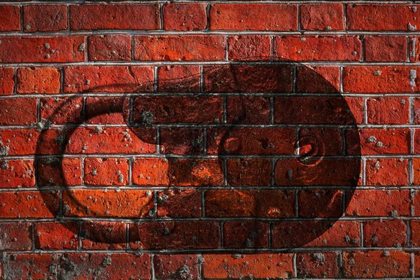 Abstract creative background, double exposure padlock and brickwork — Stock Photo, Image