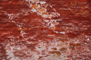Arka plan doku eski betonla kaplı tuğla duvar. Soyut grunge kırmızı arka plan