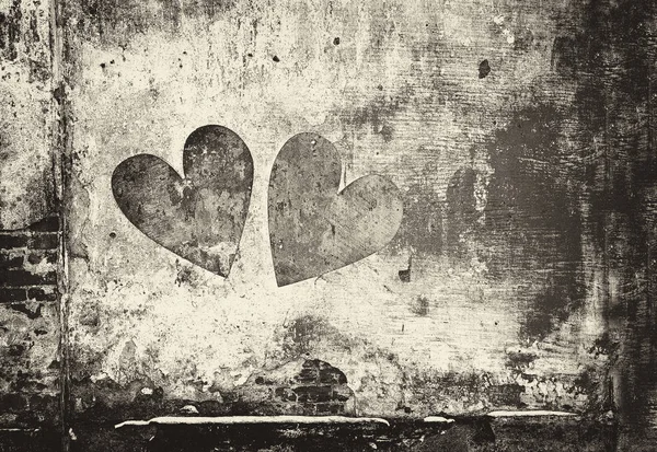Serce Graffiti Ścianie Stylu Grunge — Zdjęcie stockowe