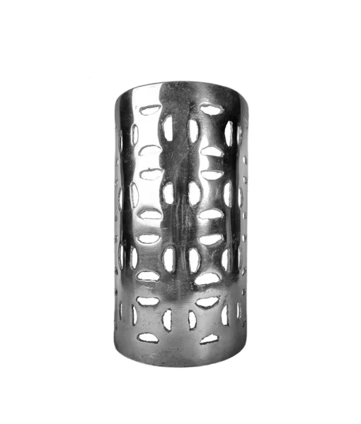 Handgjort Silver Metall Natt Lampa Orientalisk Stil Isolerad Vit Bakgrund — Stockfoto