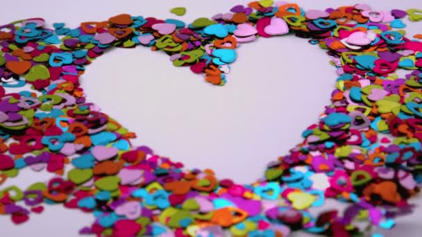 Heart confetti blows away — Stock Video