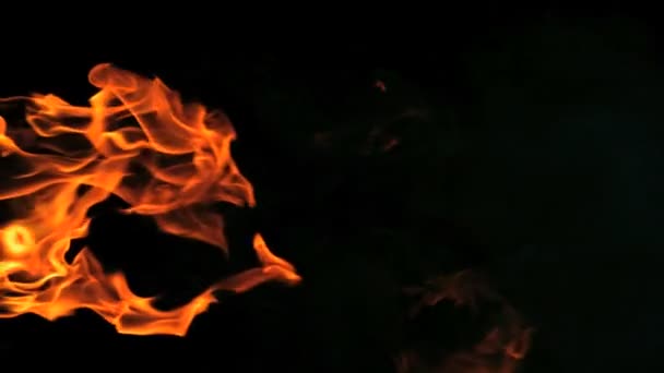 Zpomalený pohyb plameny z levice — Stock video