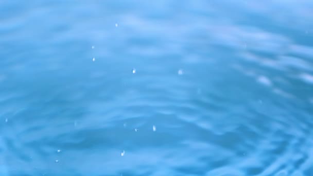 Slow motion water drips on pool — Stock Video