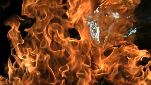 Slow motion water in flames — Stock Video