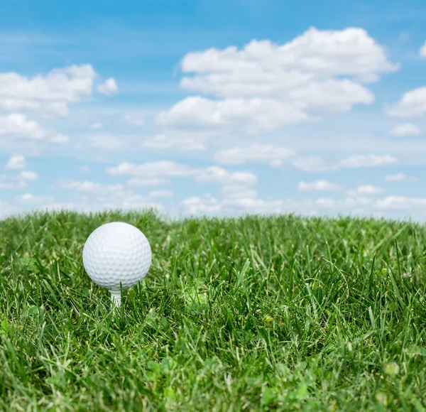 Pallina da golf pronta per essere colpita sull'erba verde . — Foto Stock