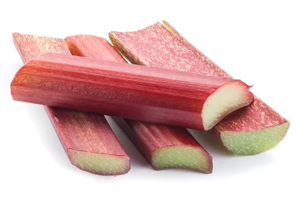 stock image Rhubarb stalks on the white background.