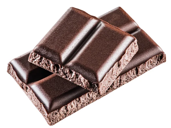 Stukken van de chocoladereep. Bestand bevat uitknippaden. — Stockfoto