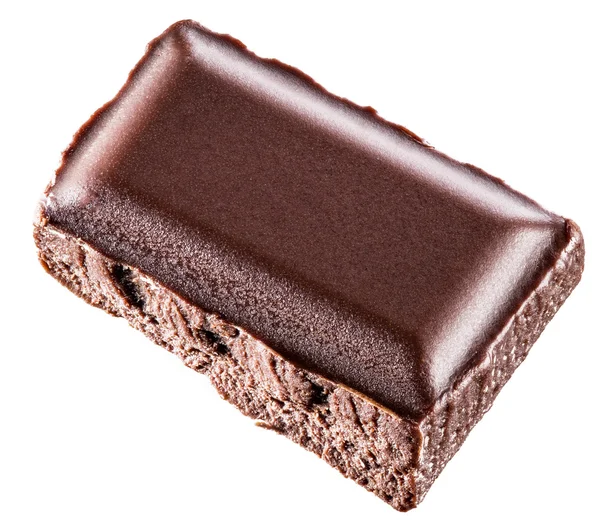 En bit chokladkaka isolerad på en vit bakgrund. — Stockfoto