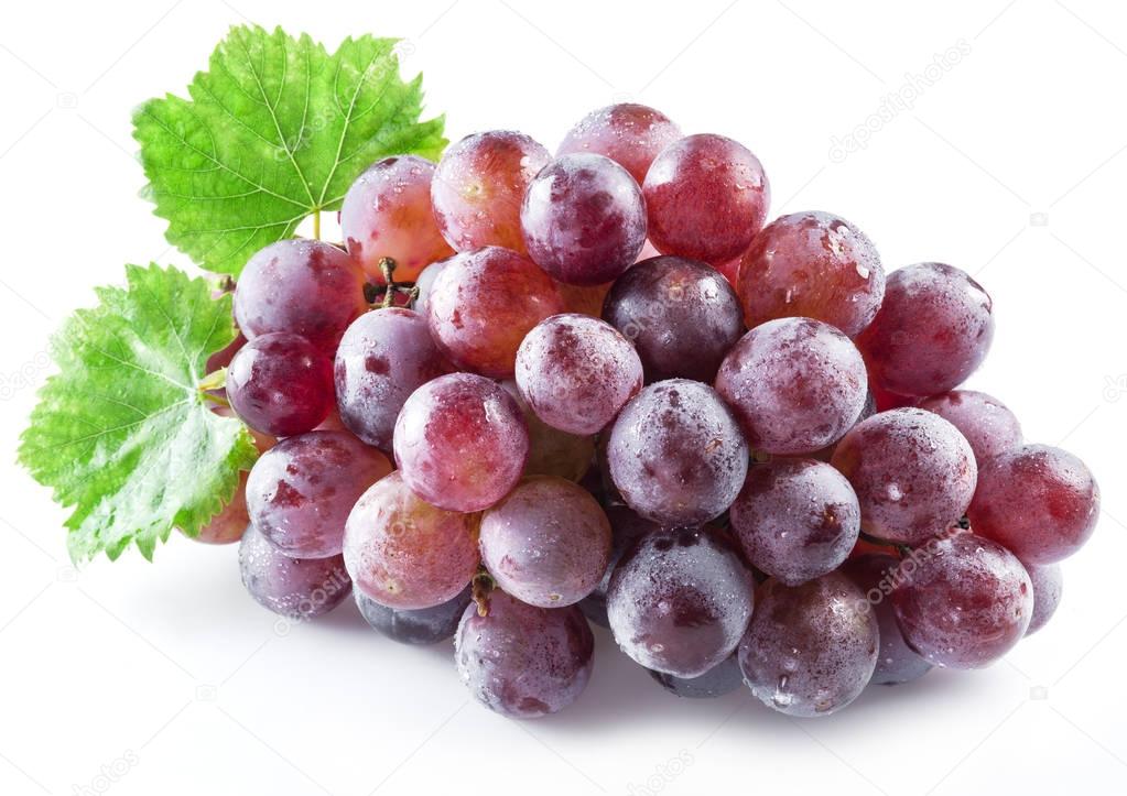 Bunch of purple grapes on the white background.