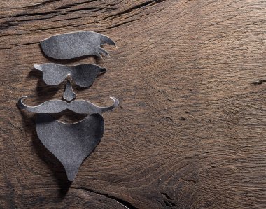 Kağıttan kesilmiş hipster's definicial yüz göz.