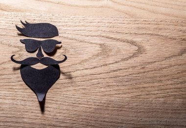 Kağıttan kesilmiş hipster's definicial yüz göz.