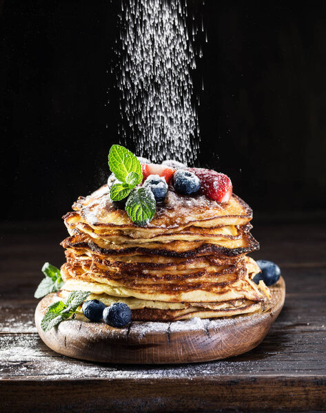 Pancakes with fresh berries.