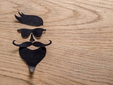 Kağıttan kesilmiş hipster's definicial yüz göz.