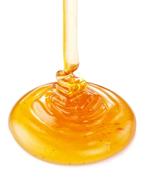 Rivuleto di miele che scende nella pozzanghera di miele . — Foto Stock