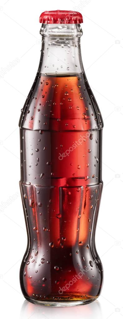 Bottle of cola or botlle of cola soda with water drops. 