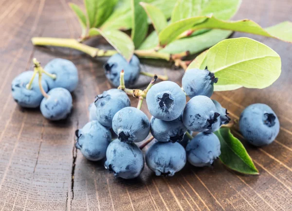 Bosbessen op de houten tafel. — Stockfoto