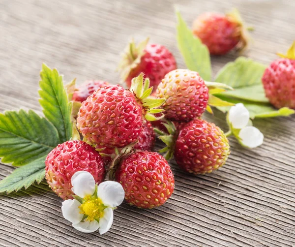 Fragole selvatiche sullo sfondo di legno . — Foto Stock