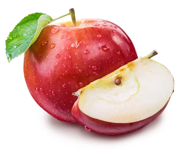Ώριμα κόκκινο μήλο με σταγόνες νερό. — Φωτογραφία Αρχείου