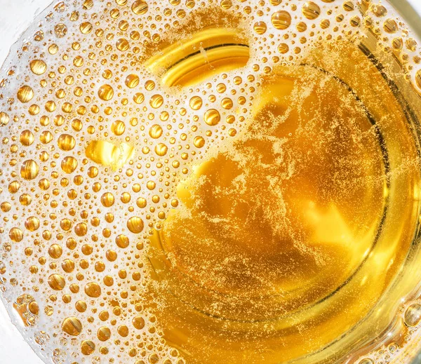 Glass of beer. Top view of lager beer or light beer.