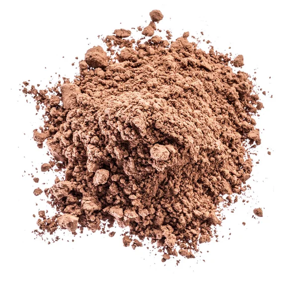Pulbere de cacao sau pulbere de carob pe fundal alb . — Fotografie, imagine de stoc