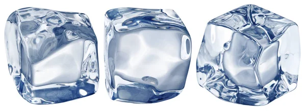 Makroaufnahme von drei Eiswürfeln. Schneidpfad. — Stockfoto