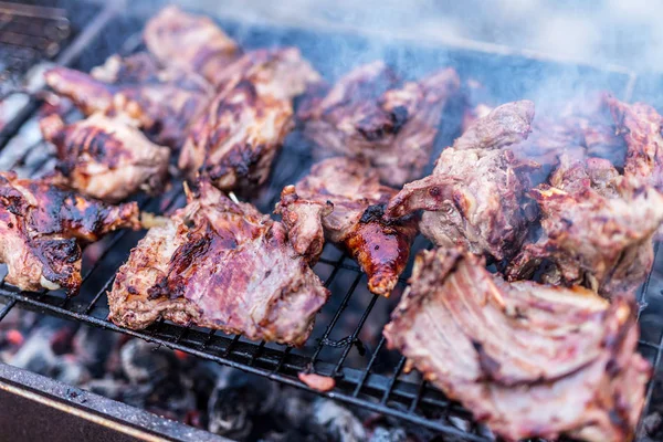Nutria vlees op de grill. — Stockfoto