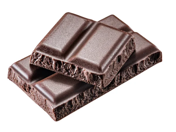 Stukken van de chocoladereep. Bestand bevat uitknippaden. — Stockfoto