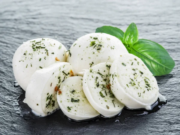 Mozzarella and basil. — Stock Photo, Image