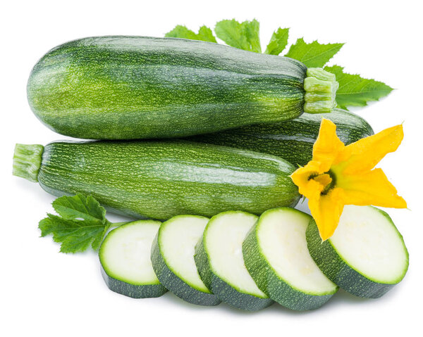 Zucchini on a white background.