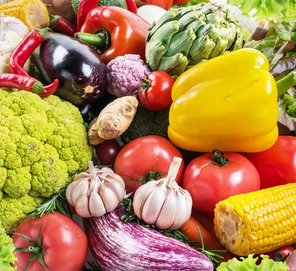 Different organic vegetables. Multicolored food background. — Stock Photo, Image