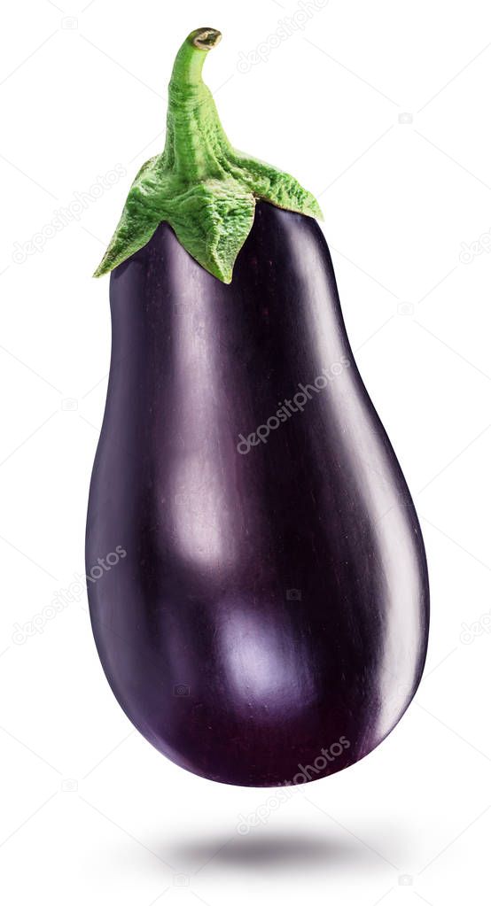 Aubergine or eggplant isolated on white background.