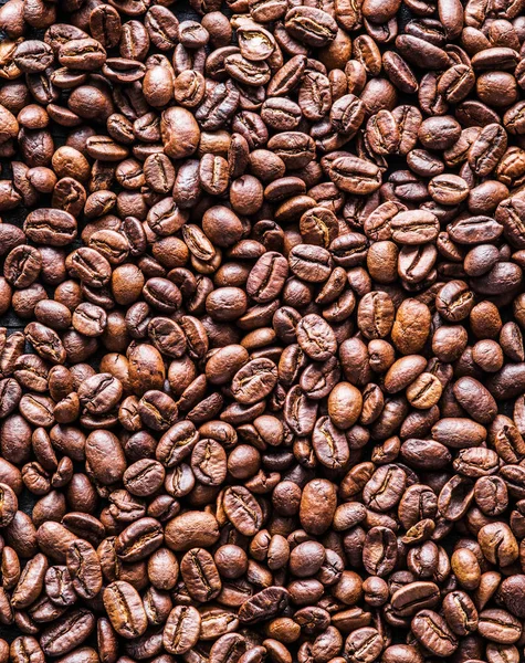 Pražená kávová zrna. Pohled shora. — Stock fotografie