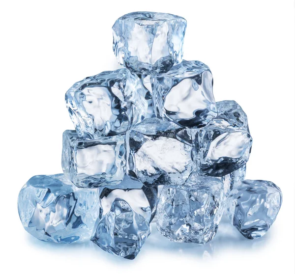 Ice cube pyramid. Urklippsbana. — Stockfoto