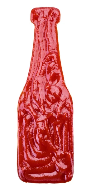 Molho de tomate saboroso em forma de frasco de ketchup isolado no wh — Fotografia de Stock