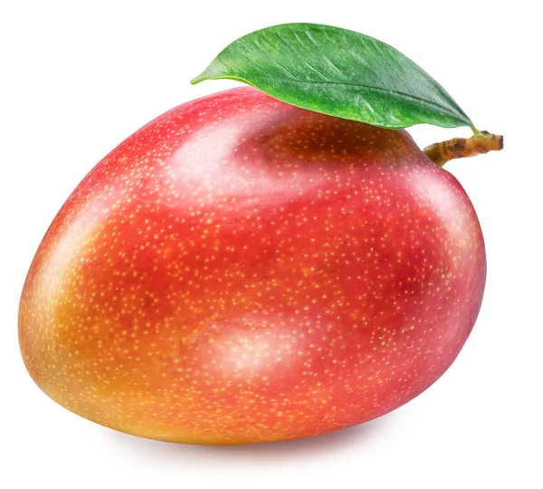 Идеальный спелых фруктов манго с листом на белом фоне. Файл c — стоковое фото
