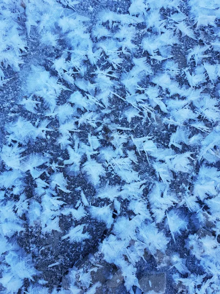 Sneeuwvlokken Als Een Snow Vlinders Bevroren Ijzige Rivier Ijzige Natuur — Stockfoto