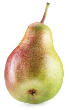 Beyaz arka planda olgun armut meyvesi. Kesme yolu.