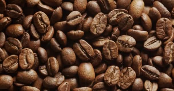 Los Granos Café Tuestan Giran Sentido Las Agujas Del Reloj — Vídeos de Stock