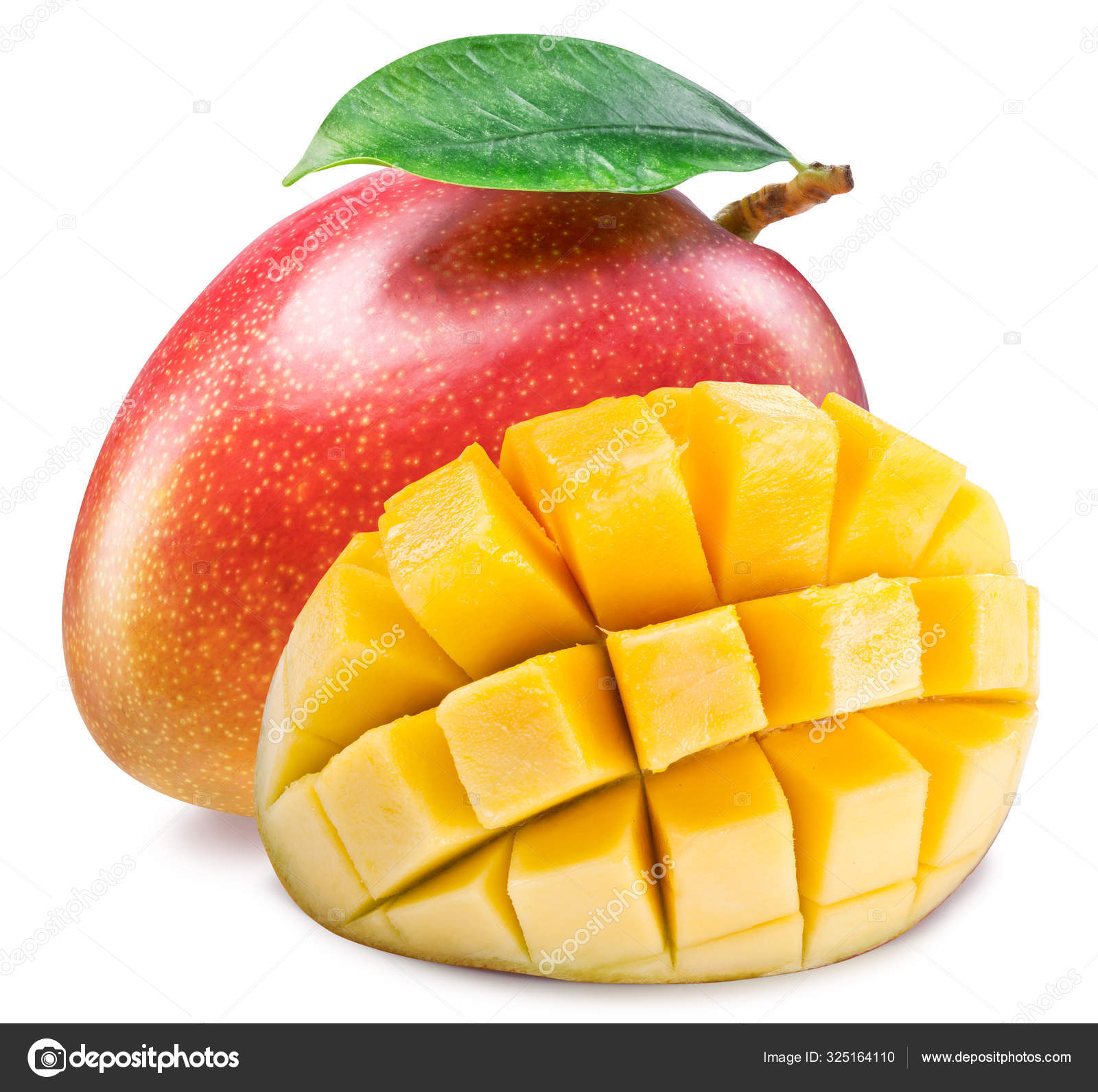 Mango Fruit With Mango Cubes Isolated On A White Background Fi Stock Photo Image By C Valentyn Volkov 325164110