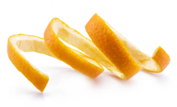 Orange peel or orange twist on white background. Close-up. — Stock Photo, Image