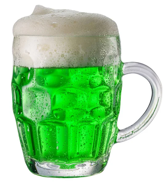 Copo de cerveja verde isolado em um fundo branco . — Fotografia de Stock