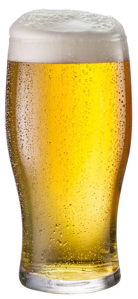 Ποτήρι Μπύρας Απομονωμένο Λευκό Φόντο Περιέχει Μονοπάτι Αποκοπής Ελαφριά Μπύρα — Φωτογραφία Αρχείου