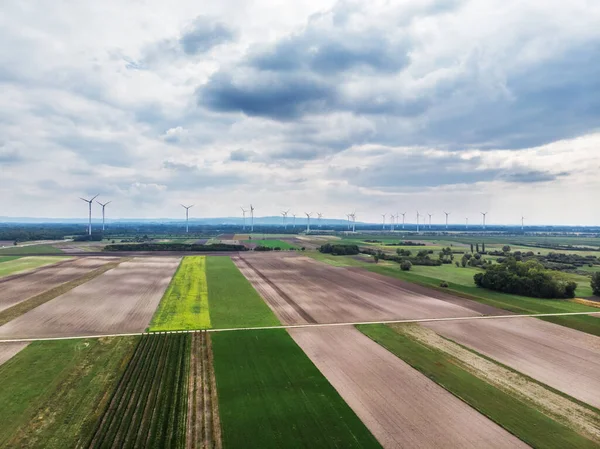 Wind Power Turbines Austria Lake Neusiedl Beautiful Panoramic View Top — Stock Photo, Image