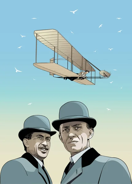 Wright brothers — Stock Vector