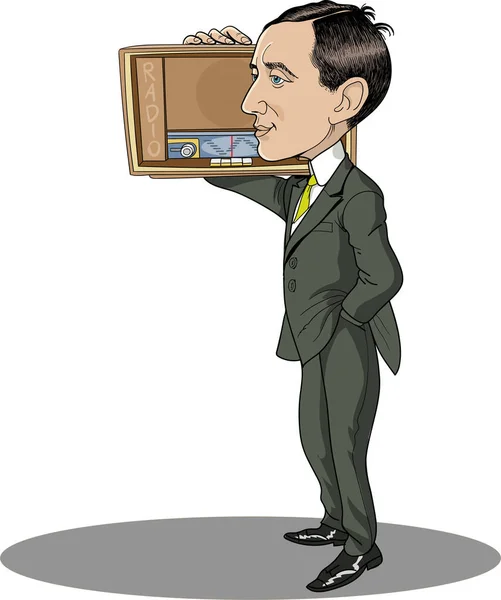 Guglielmo Marconi karikatürü — Stok Vektör