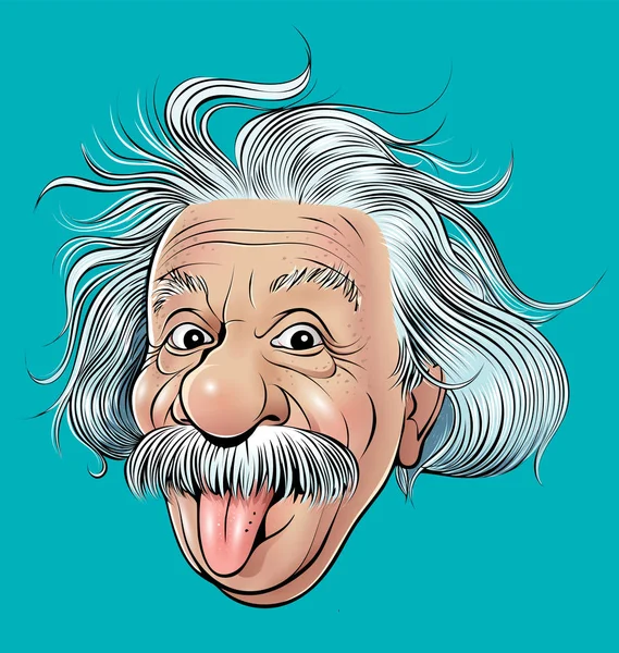 阿尔伯特 · 爱因斯坦漫画肖像 — 图库矢量图片