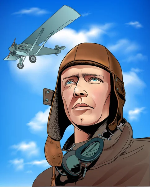 Charles Augusto Lindbergh. — Vetor de Stock