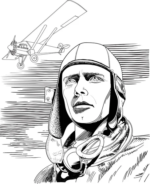 Charles Augustus Lindbergh — Vettoriale Stock