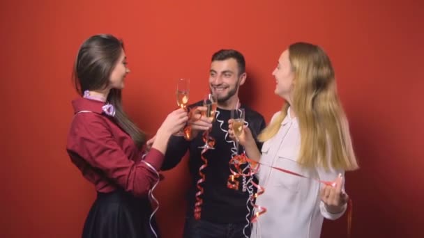 New Year vrienden Party — Stockvideo